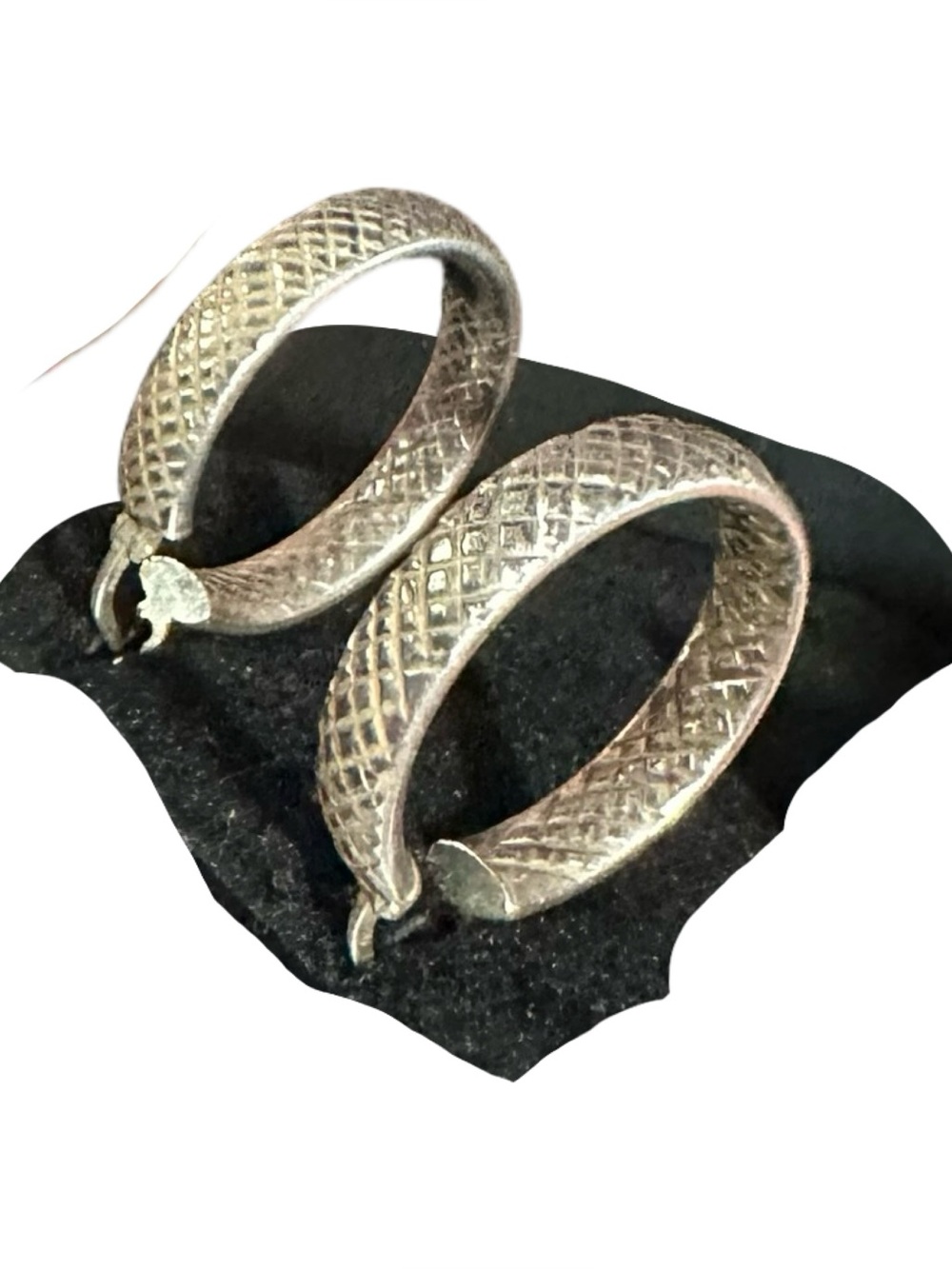 Silver-Tone Textured Hoop Earrings - Silver